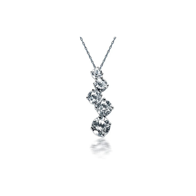 Journey Five Stone Graduated Anniversary Pendant with pave set round lab grown diamond look cubic zirconia in 14k white gold or 14k yellow gold.