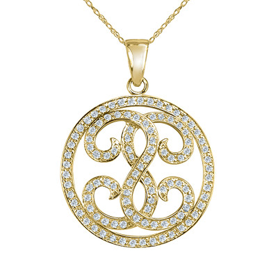 Serenity Pendant with pave set round lab grown diamond simulant cubic zirconia in 14k yellow gold.