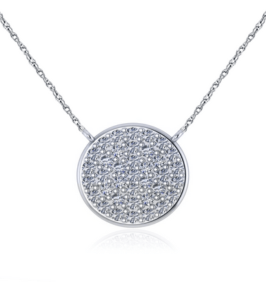 Circle Disc Pave Set Cubic Zirconia Necklace - Small