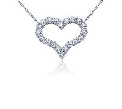 Mini Open Heart Prong Set Round Cubic Zirconia Necklace