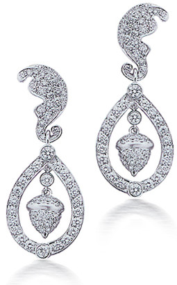 Kate Middleton inspired royal wedding drop earrings set with lab grown diamond simulant cubic zirconia in 14k white gold.