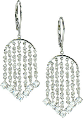 Ellie chandelier round diamond quality lab grown cubic zirconia lever back drop earrings in 14k white gold.