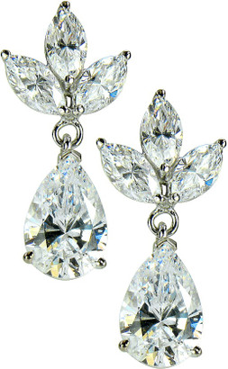 Fionna estate style triple marquise and pear lab created cubic zirconia drop earrings in 14k white gold.