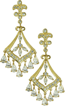 Pervolia marquise and pear lab grown diamond look cubic zirconia chandelier style drop earrings in 14k yellow gold.