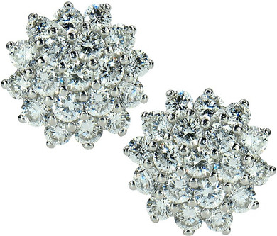 Estella basket set round laboratory grown diamond look cubic zirconia cluster earrings in 14k white gold.