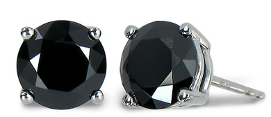 Centurion 1 carat 6.5mm each black lab grown diamond quality cubic zirconia stud earrings in 14k white gold.