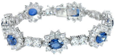 Biltmore 1 Carat Each Oval Halo Bracelet with lab grown diamond quality cubic zirconia in 14k white gold.