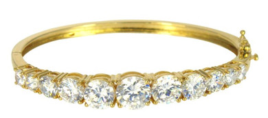 Greta Graduated Round Bangle Bracelet with laboratory grown diamond alternative cubic zirconia in 14k yellow gold.
