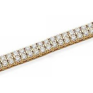 Double Row Round Tennis Bracelet with simulated lab grown diamond alternative cubic zirconia in 14k yellow gold.