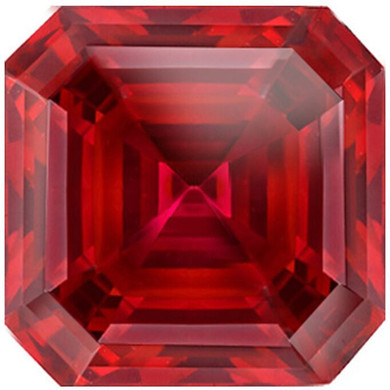 Asscher cut ruby lab created loose stone.