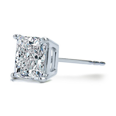 SINGLE STUD 1 Carat 6mm Princess Cut Lab-Grown Diamond Alternative Cubic Zirconia Earring in a 14K White Gold basket setting