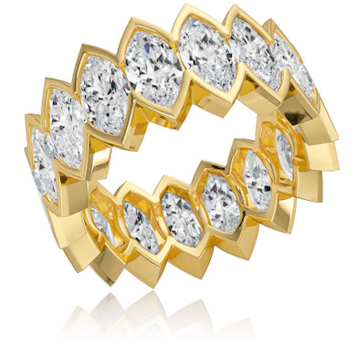 Sauvage .75 carat each marquise vertical semi bezel set lab-grown diamond alternative cubic zirconia eternity band in 14k yellow gold.