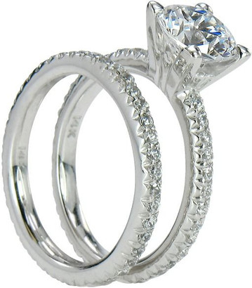 Round 2 Carat Eternity Band Bridal Set with lab grown diamond look cubic zirconia in platinum.