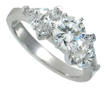 Round 1 Carat, Marquise and Trillion Solitaire Engagement Ring with lab grown diamond look cubic zirconia in 14k white gold.