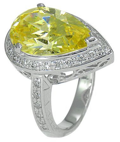 Pierre 7 carat pear lab created cubic zirconia pave halo solitaire engagement ring in platinum.