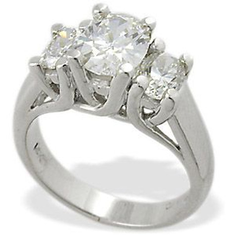 1 Carat Oval Center Luccia Trellis Style Three Stone Cubic Zirconia Anniversary Engagement Ring