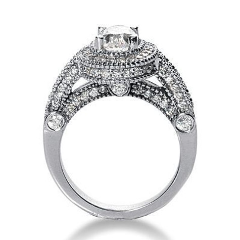 Legend .25 Carat Oval Laboratory Grown Diamond Simulant Cubic Zirconia Pave Halo Cathedral Solitaire Engagement Ring
