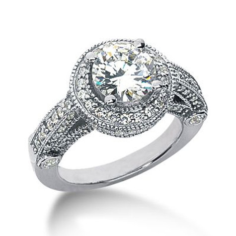 Legend 2 Carat Round Laboratory Grown Diamond Simulant Cubic Zirconia Pave Halo Cathedral Solitaire Engagement Ring