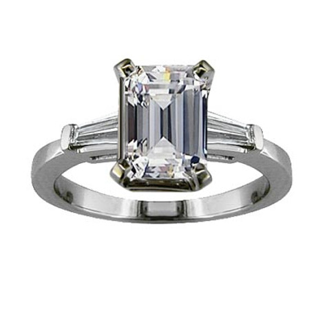 Sex And The City Charlotte 4 Carat Emerald Step Cut Laboratory Grown Diamond Alternative Cubic Zirconia Baguette Solitaire Engagement Ring
