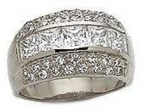 Shauna Channel Set Princess Cut Pave Band with lab grown diamond quality cubic zirconia in 14k white gold.