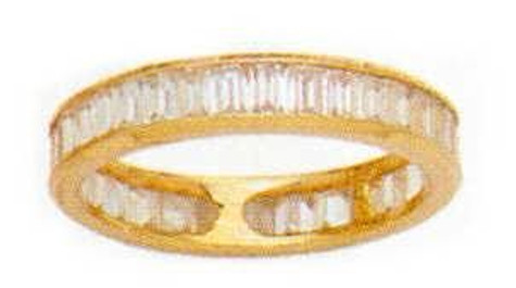 3.5mm Small Channel Set Lab Grown Diamond Simulant Cubic Zirconia Baguette Eternity Band in 14K Yellow Gold.