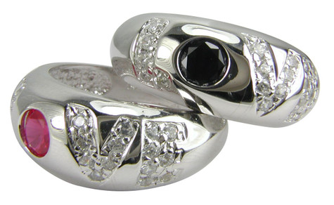 LOVE Pave Man Made Gemstone Band with laboratory grown diamond quality cubic zirconia in 14k white gold.