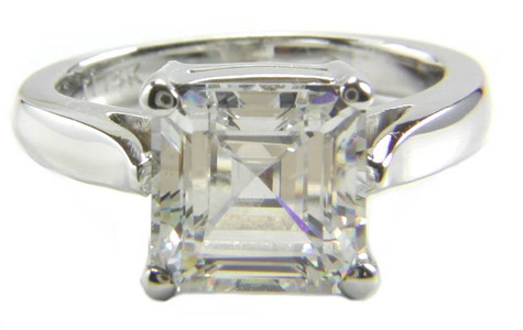 1.5 Carat Step Cut Square Cubic Zirconia Sex and the City Ring Inspiration Solitaire Engagement Ring version-1