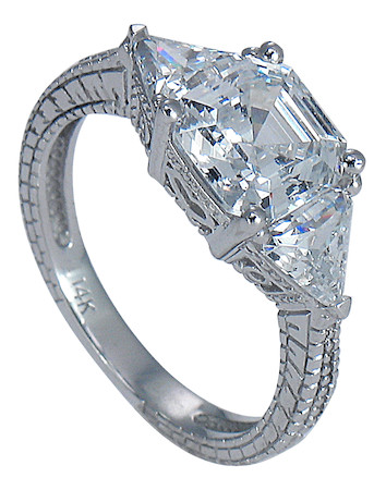 Bedford 1.5 Carat Asscher Cut Cubic Zirconia Engraved Estate Style