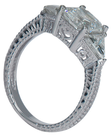 Bedford 1.5 Carat Asscher Cut Cubic Zirconia Engraved Estate Style