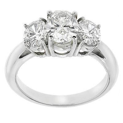 Three Stone Oval 3.5 Carat Center Cubic Zirconia Anniversary