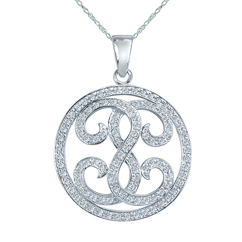 Serenity Pendant with pave set round lab grown diamond look cubic zirconia in 14k white gold.