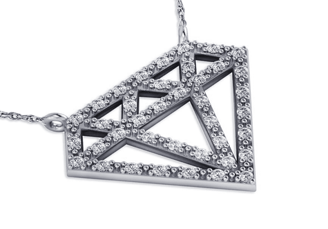 Diamond Facets Pave Set Necklace with laboratory grown diamond alternative cubic zirconia in 14k white gold.