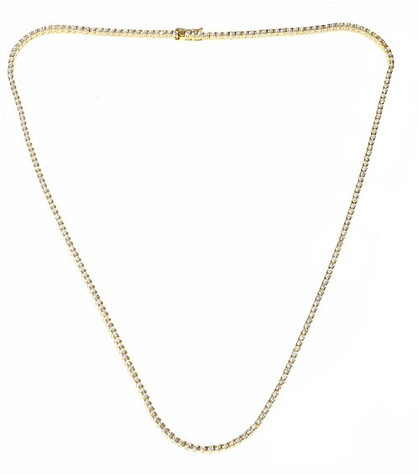 Hemingway Elegante Chain Tennis Necklace with lab grown diamond look cubic zirconia in 18k yellow gold.