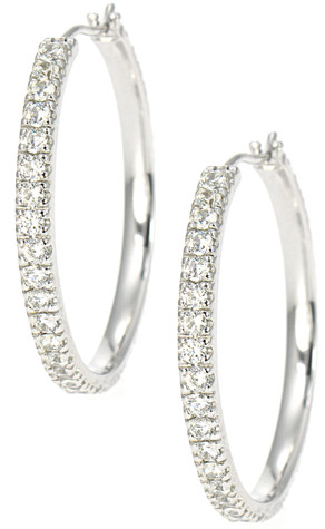 Lalique Pave Set Hoop Earrings with laboratory grown diamond look cubic zirconia.
