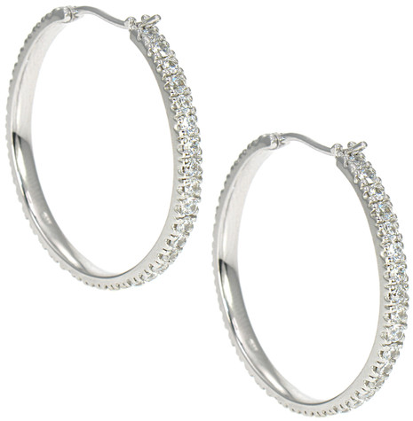 Lalique Pave Set Hoop Earrings with lab grown diamond simulant cubic zirconia.