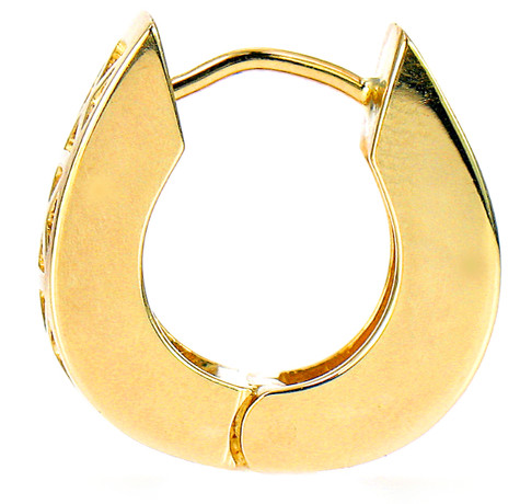 Emporia pave set round lab grown diamond look cubic zirconia hoop earrings in 14k yellow gold.