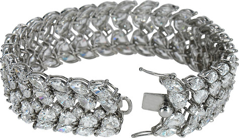 Cleo .75 Carat Each Marquise and Pear Estate Style Bracelet with lab grown diamond look cubic zirconia in 14k white gold.