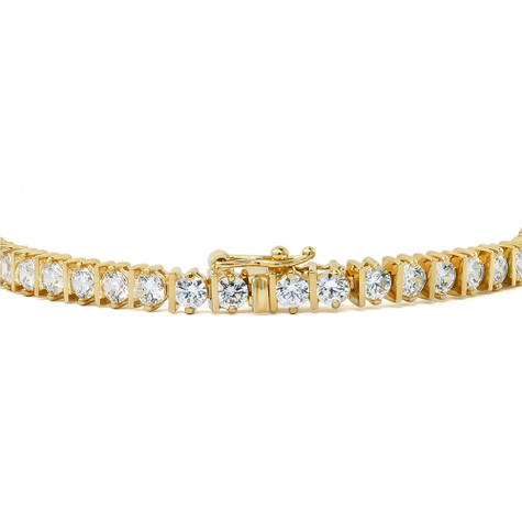 Bar Set Round Tennis Style Bracelet with simulated lab grown diamond alternative cubic zirconia in 14k yellow gold.