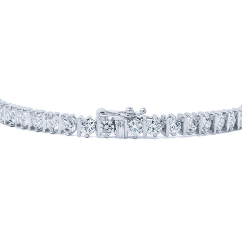 Bar Set Round Tennis Style Bracelet with simulated lab grown diamond alternative cubic zirconia in 14k white gold.