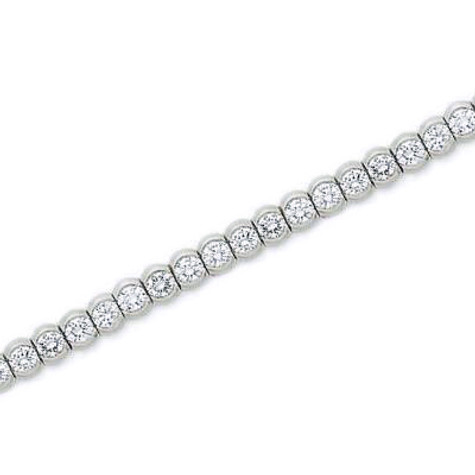 Semi Bezel Set Round Tennis Style Bracelet with simulated lab grown diamond quality cubic zirconia in 14k white gold.