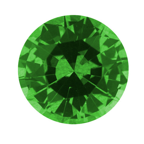 Round green emerald man made lab created loose stone.