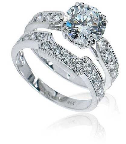 Winston 2.5 Carat Cathedral Round Bridal Set with lab grown diamond look cubic zirconia in platinum.