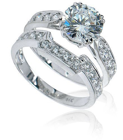 Winston 1.5 Carat Cathedral Round Bridal Set with lab grown diamond simulant cubic zirconia in platinum.