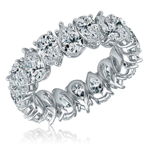 .50 carat each 6x4mm pear shape lab grown diamond quality cubic zirconia prong set eternity band, 14k white gold.