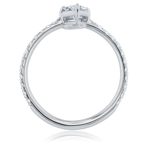 DePierce 1.5 carat each double pear pavé lab grown diamond look cubic zirconia engagement ring in 18k white gold.