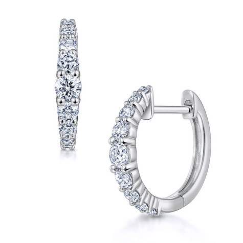 San Remo laboratory grown diamond simulant cubic zirconia graduated hoop earrings in 14k white gold.