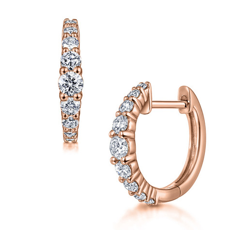 San Remo lab grown diamond alternative cubic zirconia graduated hoop earrings in 14k rose gold.