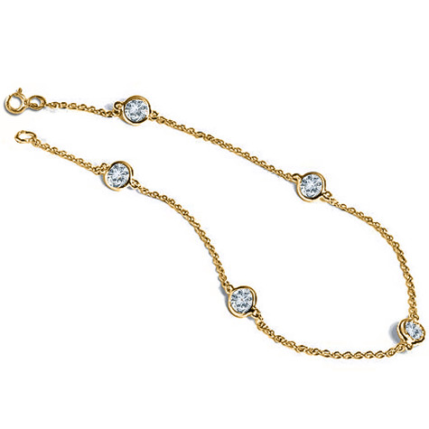 Ziamonds by the Yard Station Bracelet with lab grown diamond alternative cubic zirconia in 14k yellow gold.