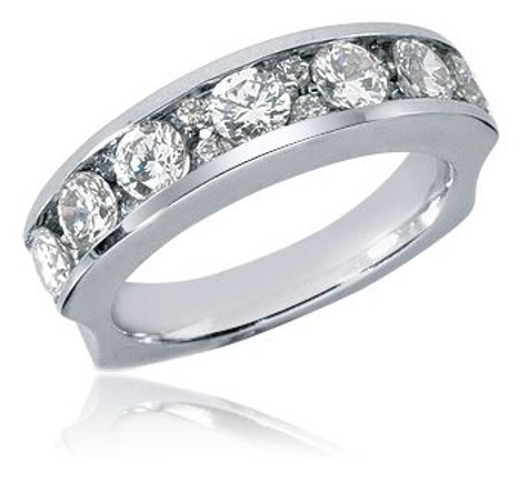 Channel Set Round Band with laboratory grown diamond alternative cubic zirconia in 14k white gold.