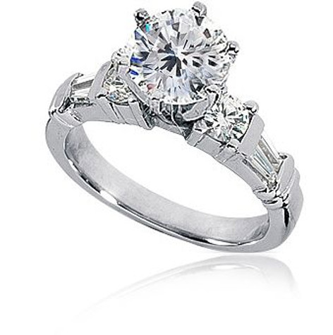 Round 1.5 Carat Channel Set Tapered Baguette Solitaire with lab grown diamond alternative cubic zirconia in 18k white gold.